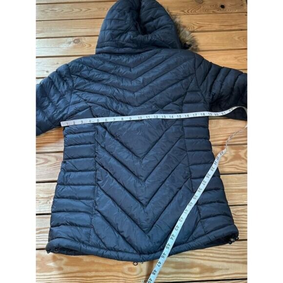 Ravean Women’s Hood Heated Puffer Jacket Coat Medium Black Full Zip Faux Fur - Picture 8 of 9